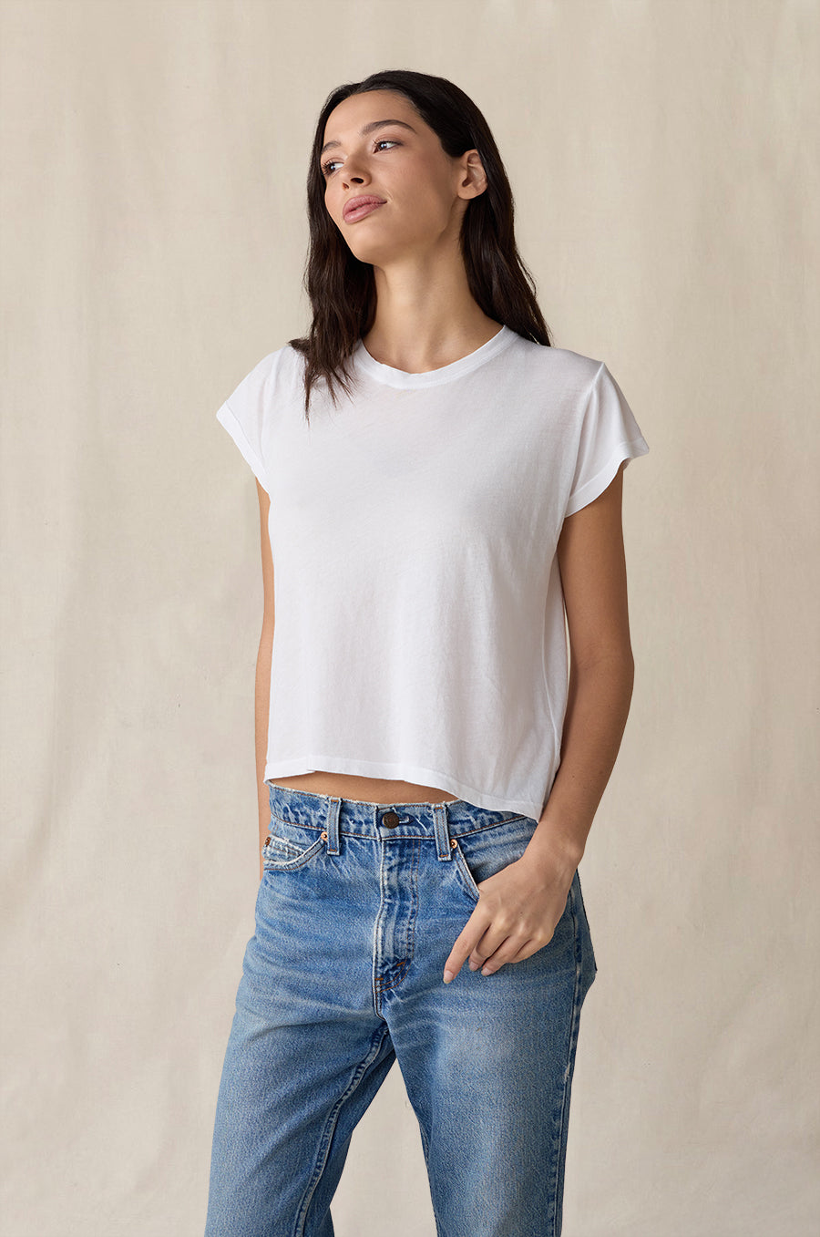 Shrunken BF Tee in white sheer cotton - the lady & the sailor