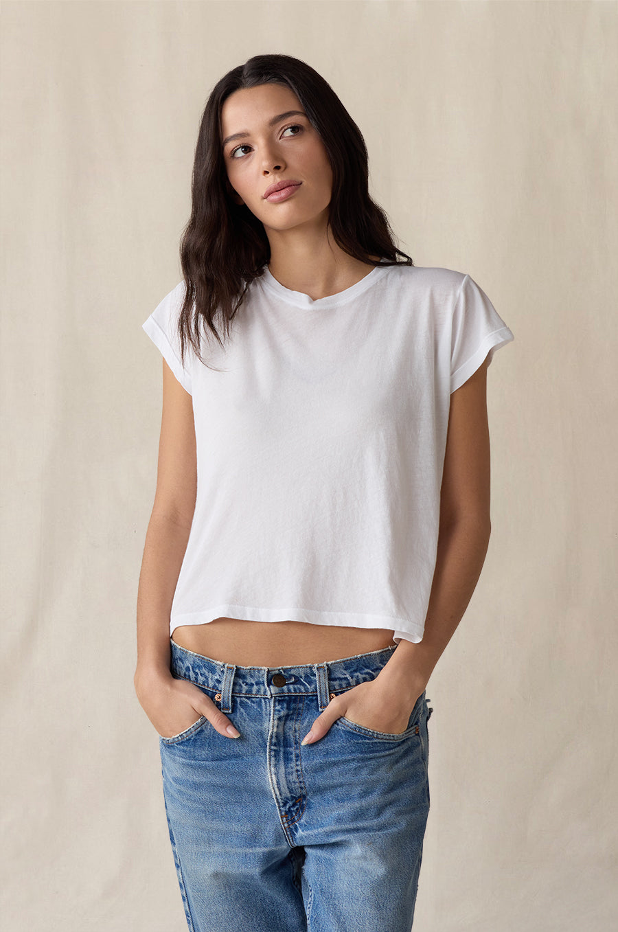 Shrunken BF Tee in white sheer cotton - the lady & the sailor
