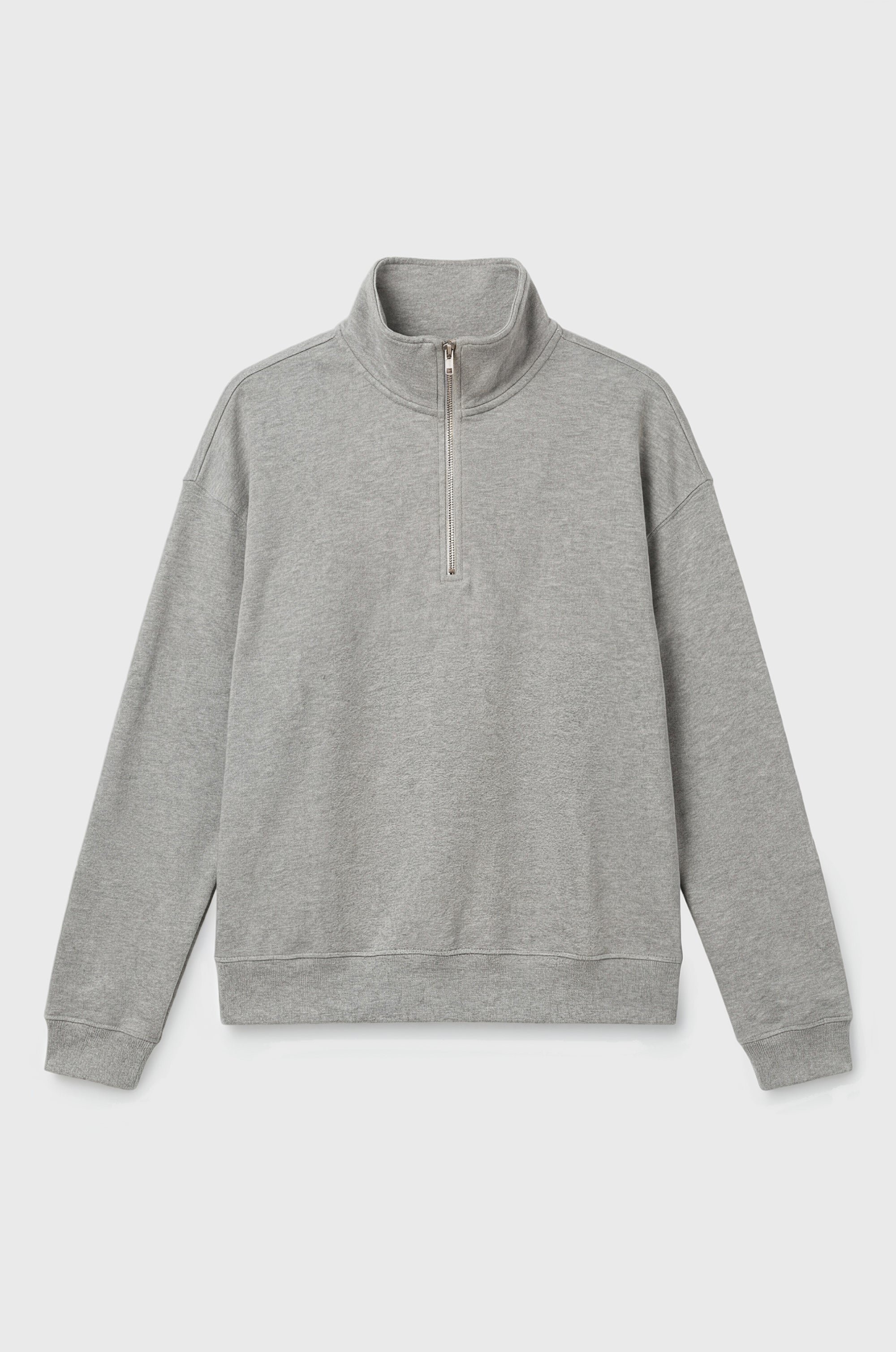 QUARTER ZIP SWEATSHIRT IN HEATHER GREY TERRY