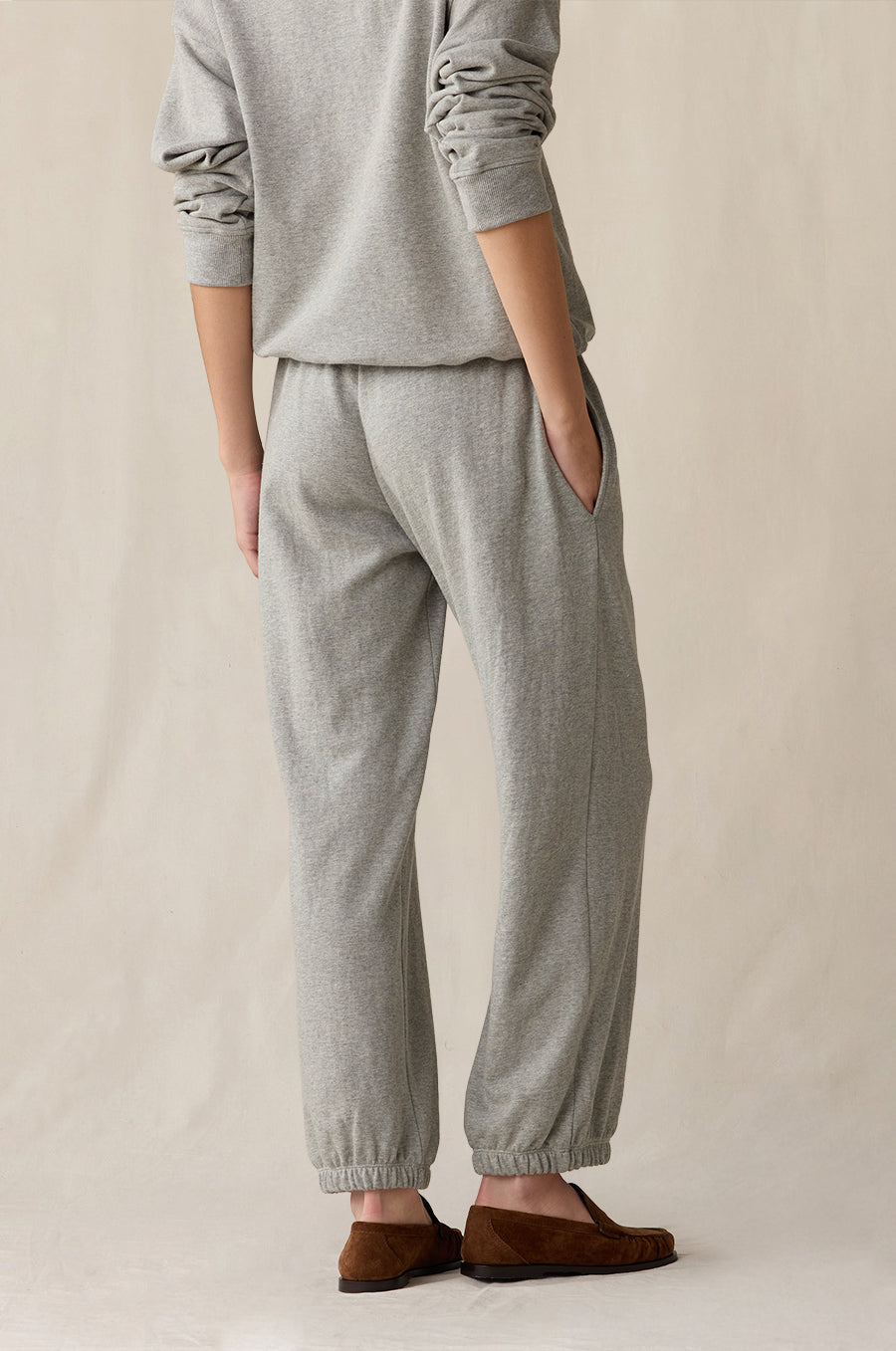 Quarter Zip Sweatshirt and Relaxed Pocket Sweatpant in heather grey terry - the lady & the sailor