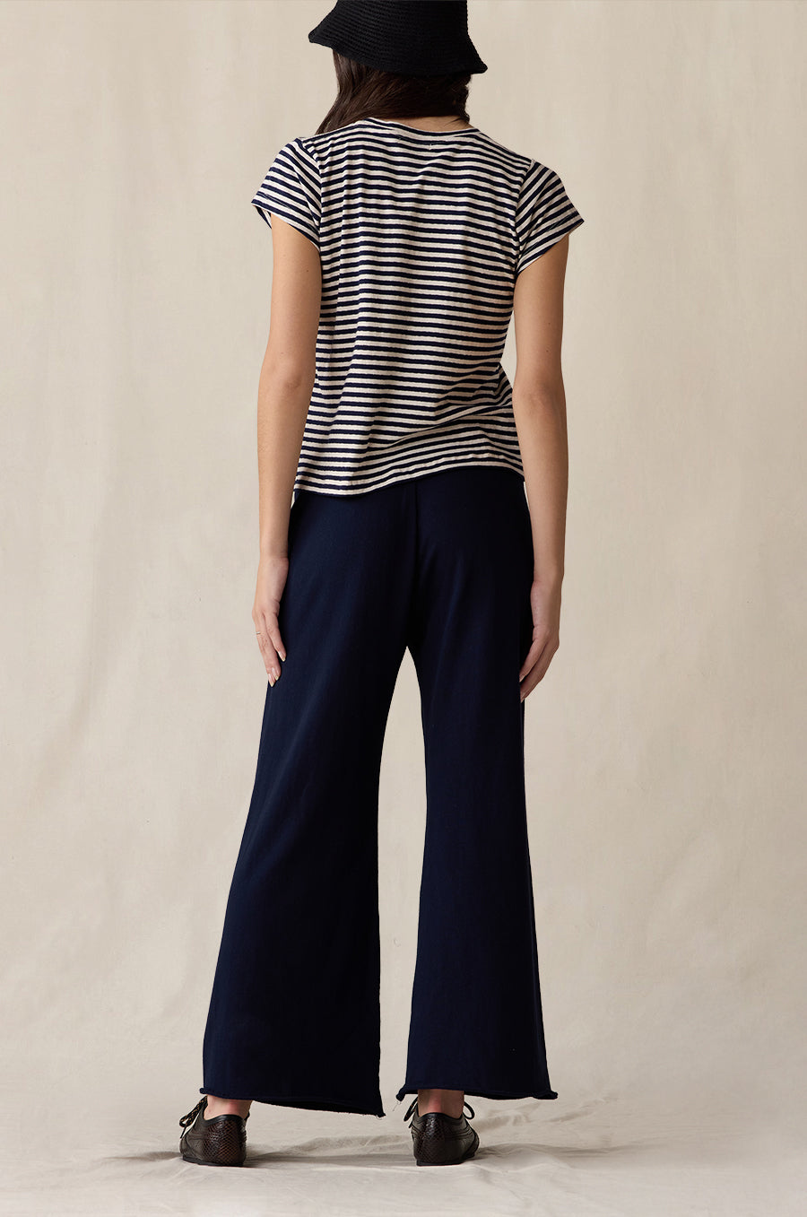 SHRUNKEN BF TEE IN NAVY/NATURAL STRIPE