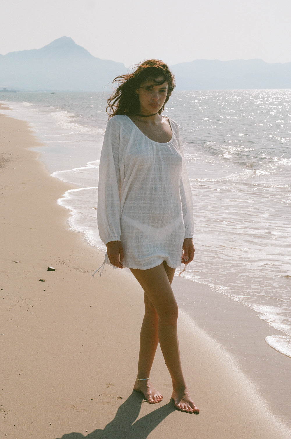 backless beach mini in white plaid gauze - the lady & the sailor