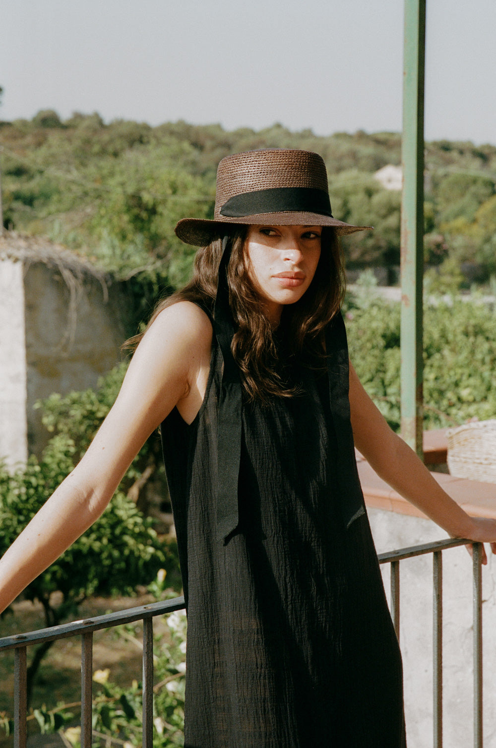 bateau maxi dress in black plaid gauze - the lady & the sailor