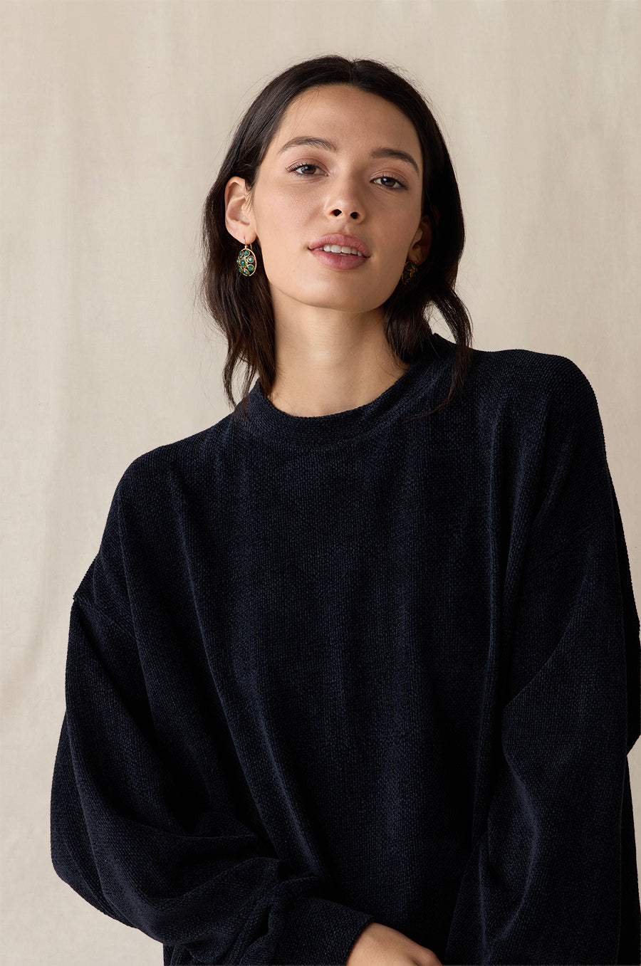 Slouchy Sweatshirt in midnight chenille - the lady & the sailor