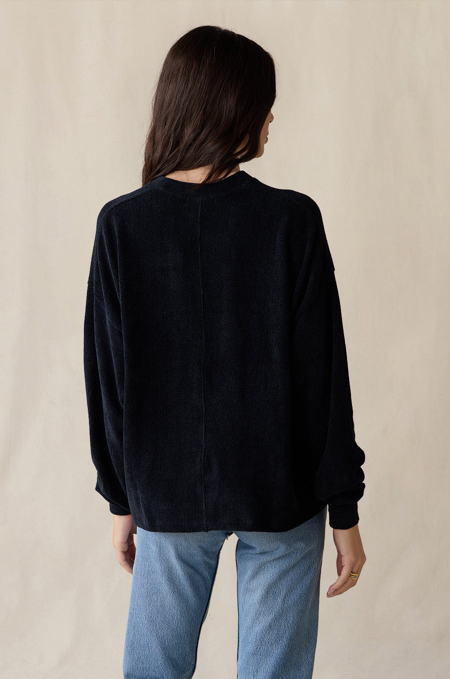Slouchy Sweatshirt in midnight chenille - the lady & the sailor
