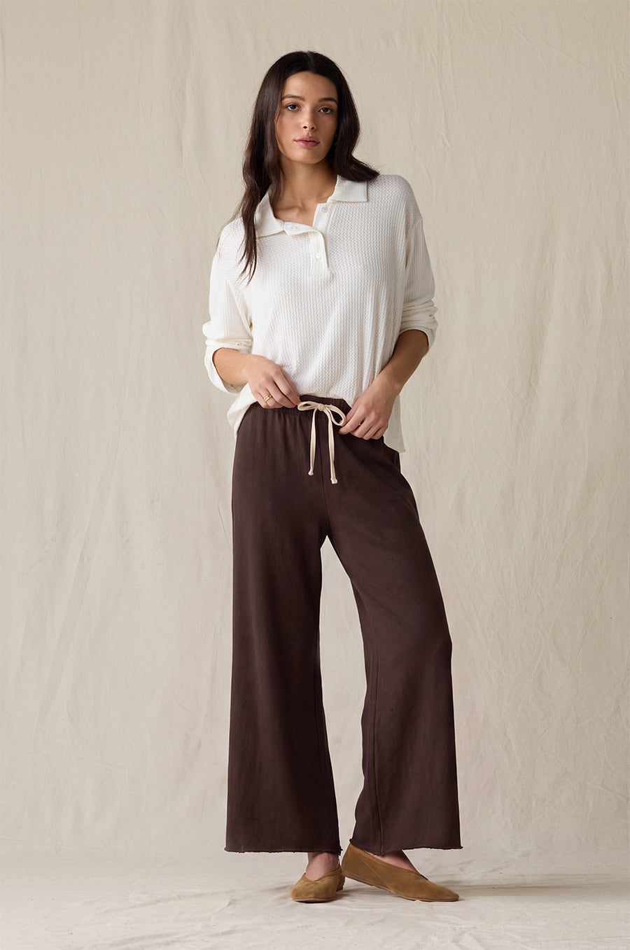FRENCH FLARE PANT IN CHOCOLATE ORGANIC COTTON