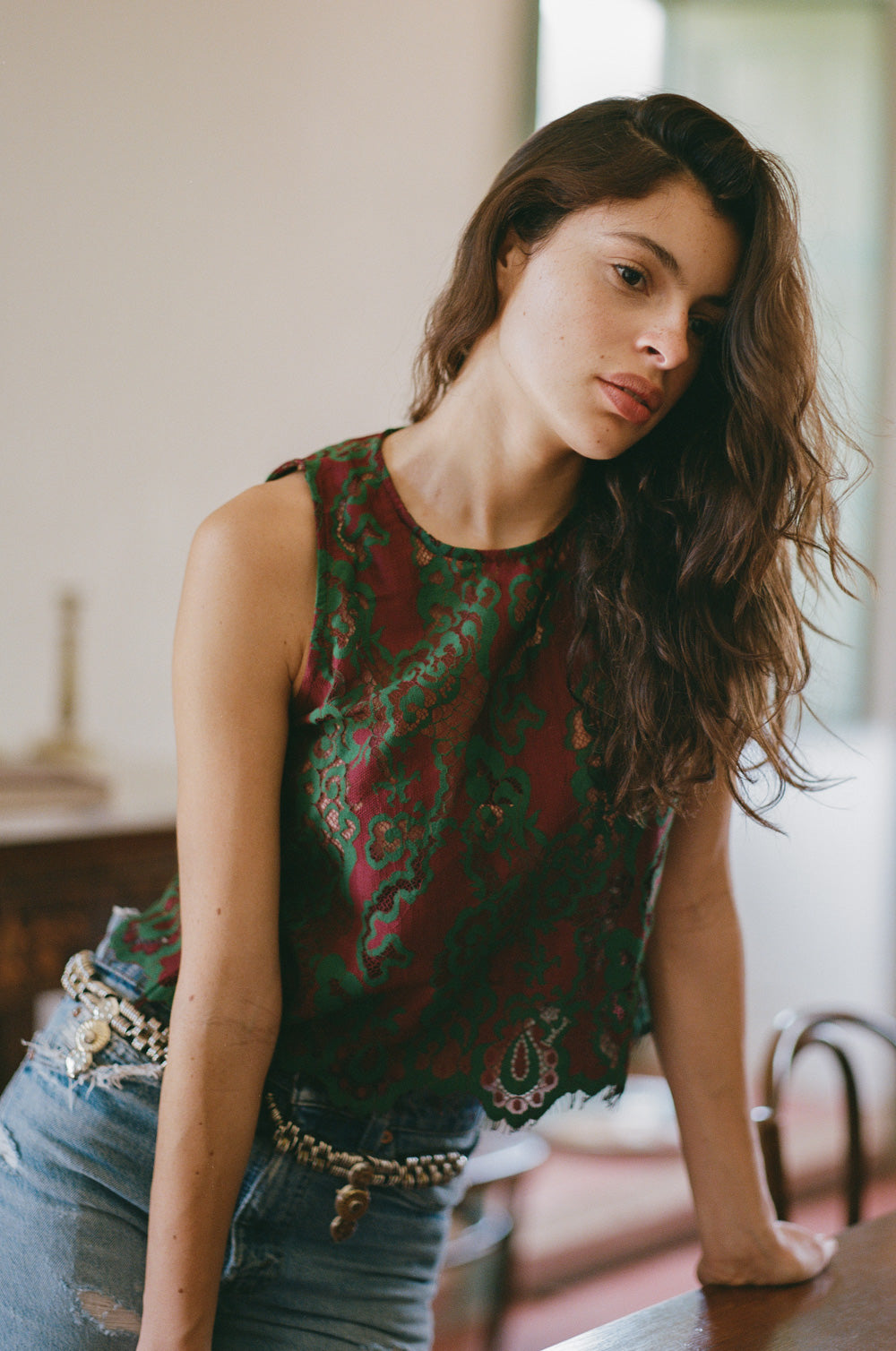 scalloped lace tank in plum - the lady & the sailor