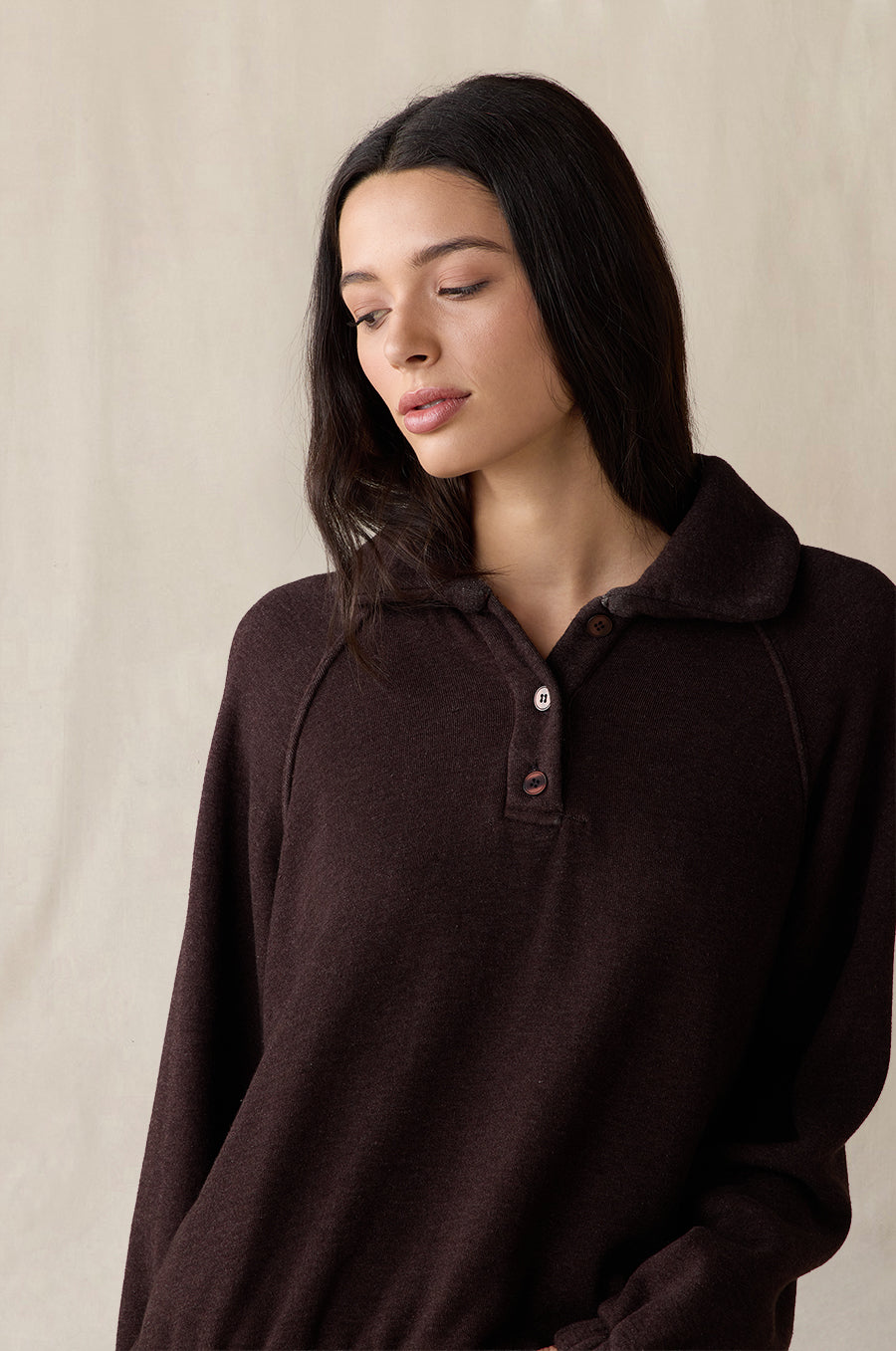 Mariner Fleece Polo and Classic Fleece Sweatpant in espresso - the lady & the sailor