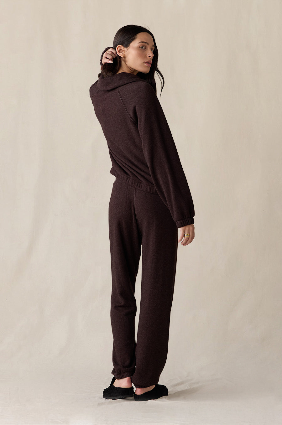 Mariner Fleece Polo and Classic Fleece Sweatpant in espresso - the lady & the sailor