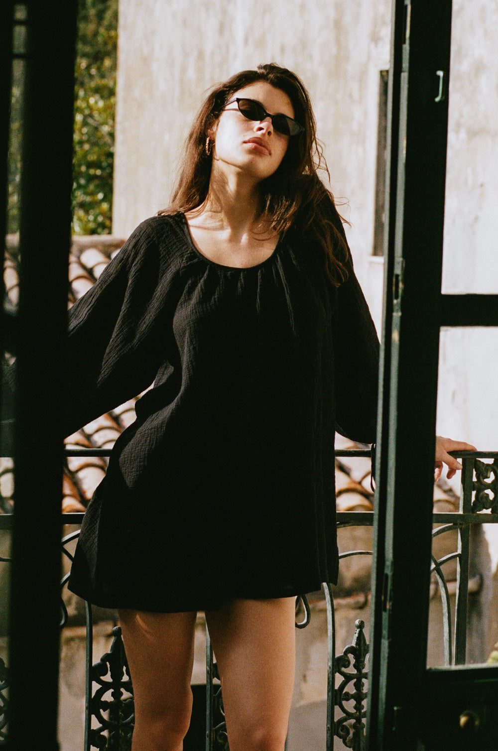 backless beach mini in black plaid gauze - the lady & the sailor