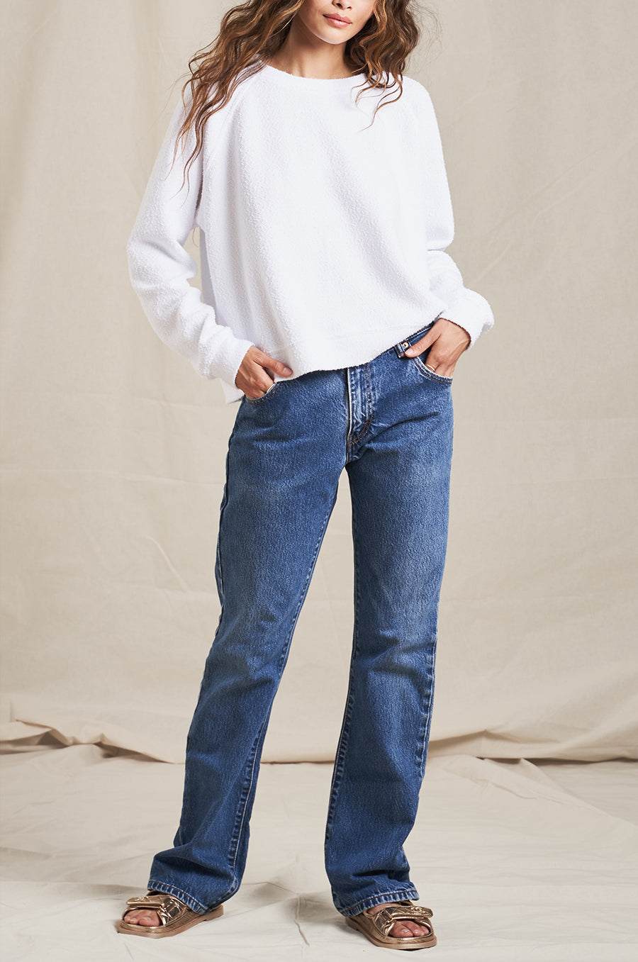 BRENTWOOD SWEATSHIRT IN WHITE BOUCLÉ - the lady & the sailor