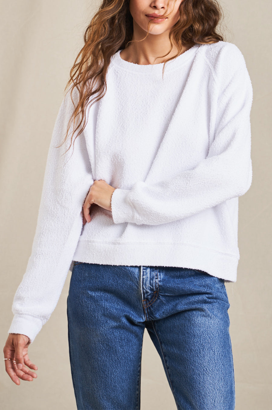 BRENTWOOD SWEATSHIRT IN WHITE BOUCLÉ - the lady & the sailor
