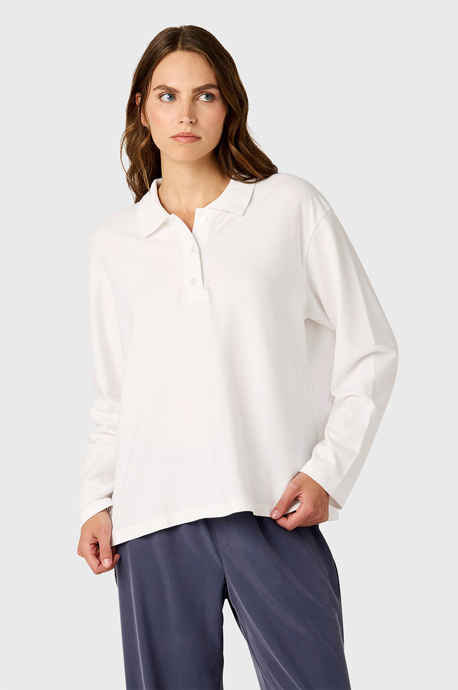 THE BF POLO IN WHITE COTTON TWILL - the lady & the sailor