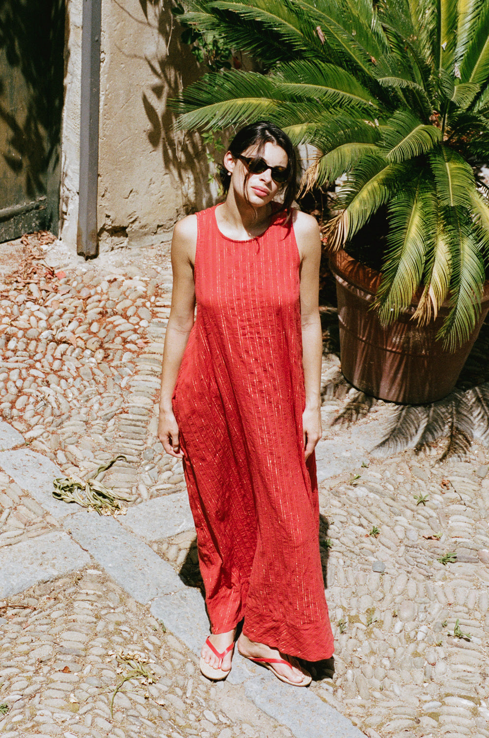 isola maxi dress in sienna/gold stripe - the lady & the sailor