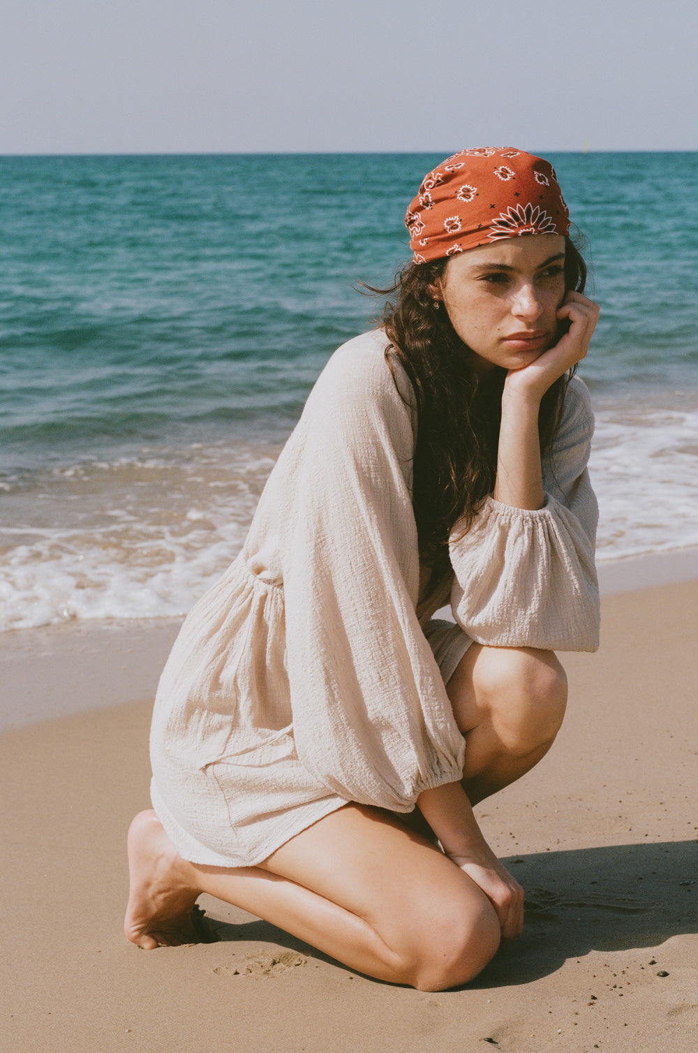 cinched mini dress in bone gauze - the lady & the sailor