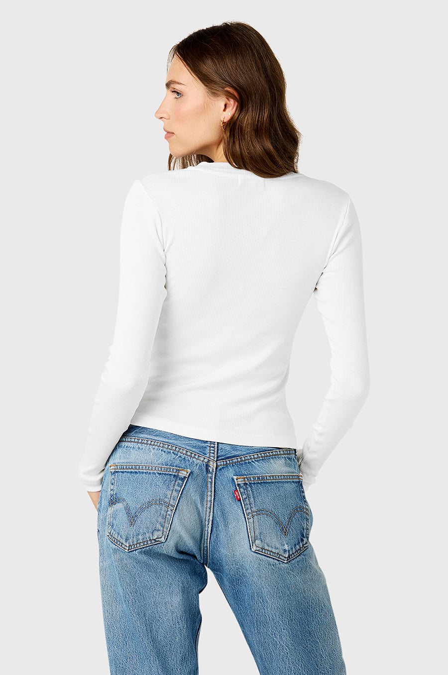 L/S CLASSIC TEE IN WHITE CLASSIC RIB
