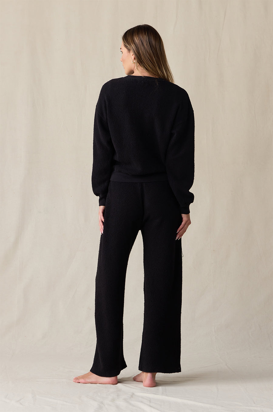 LE CLASSIQUE CREW IN BLACK BOUCLÉ STYLED WITH THE EVERYDAY PANTS IN BLACK BOUCLÉ - the lady & the sailor
