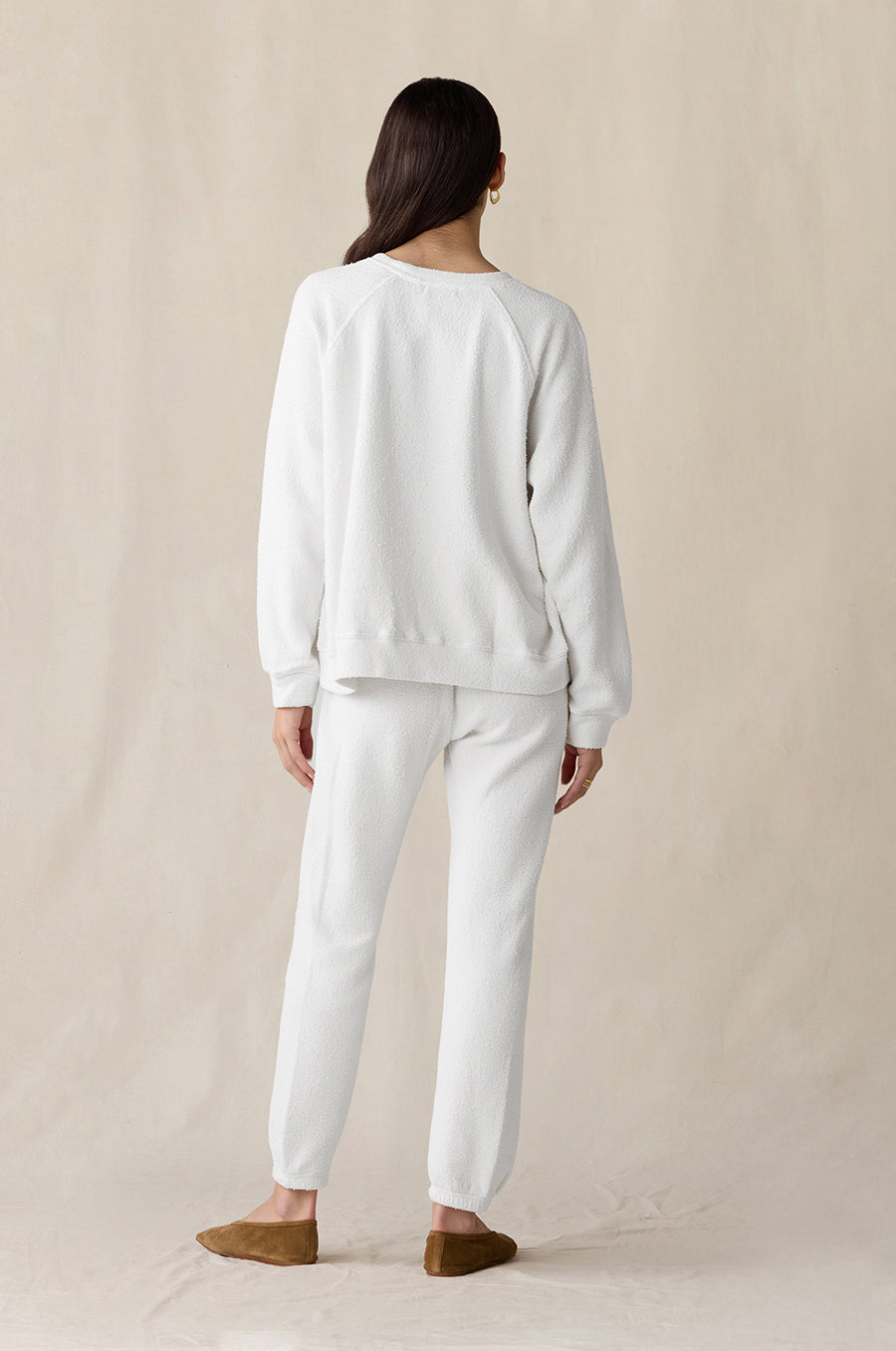 FULL LENGTH VINTAGE SWEATPANT IN WHITE BOUCLÉ