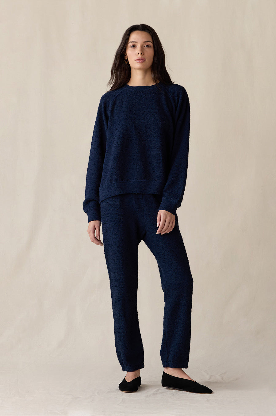 Brentwood Sweatshirt and Vintage Sweatpant in indigo bouclé - the lady & the sailor