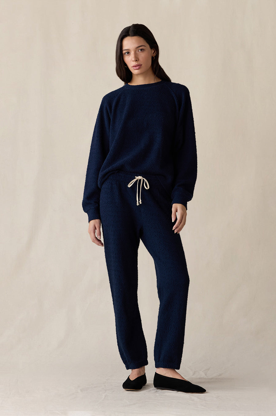 Brentwood Sweatshirt and Vintage Sweatpant in indigo bouclé - the lady & the sailor