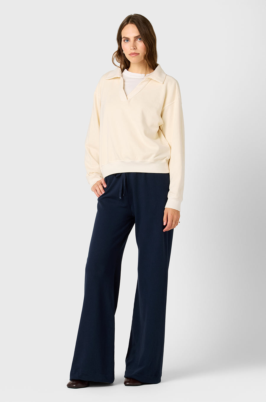 POLO SWEATSHIRT IN MOREL COTTON TWILL