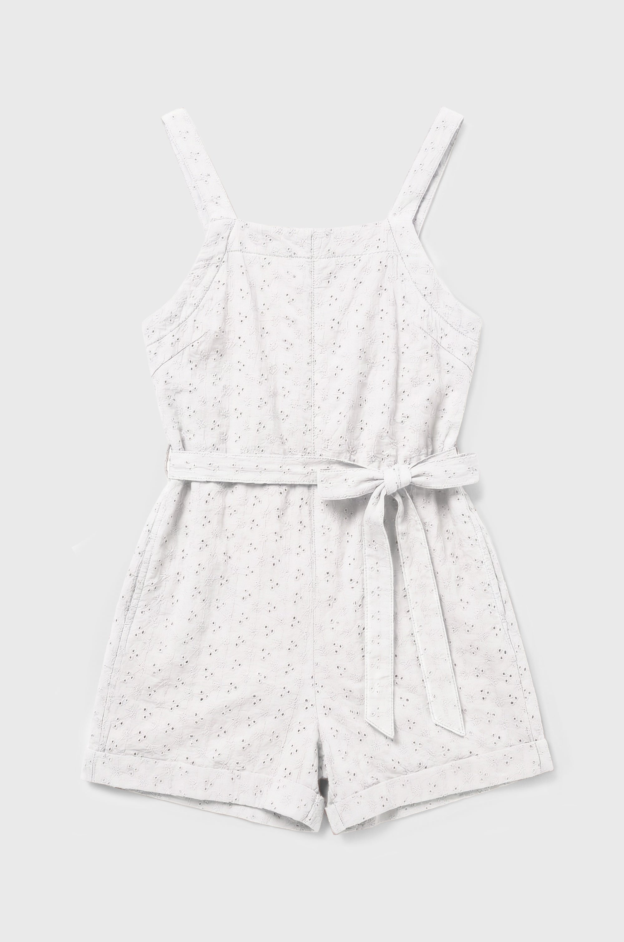 THE BEACH PLAYSUIT IN WHITE EYELET
