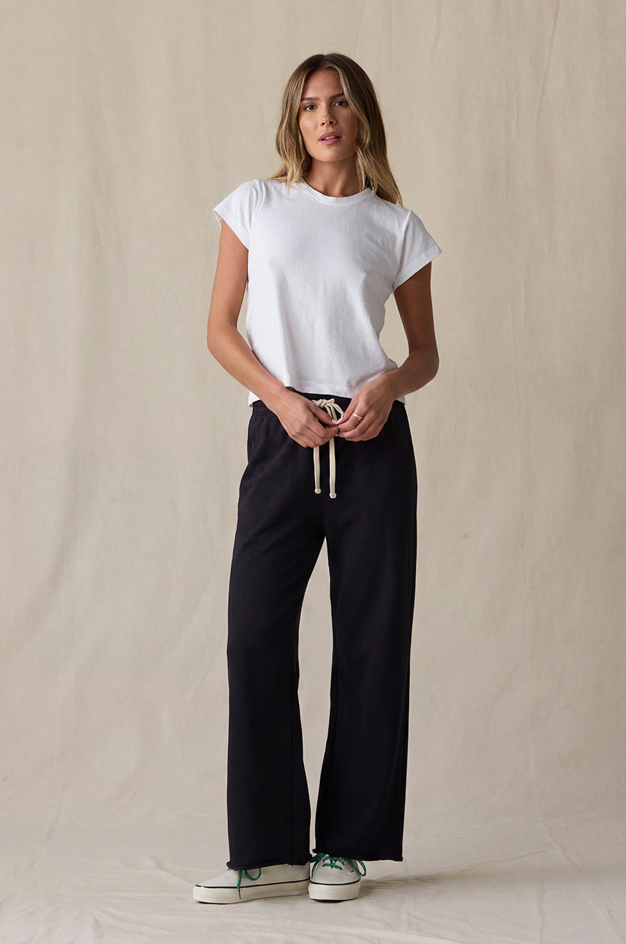 FRENCH FLARE PANT IN BLACK ORGANIC COTTON