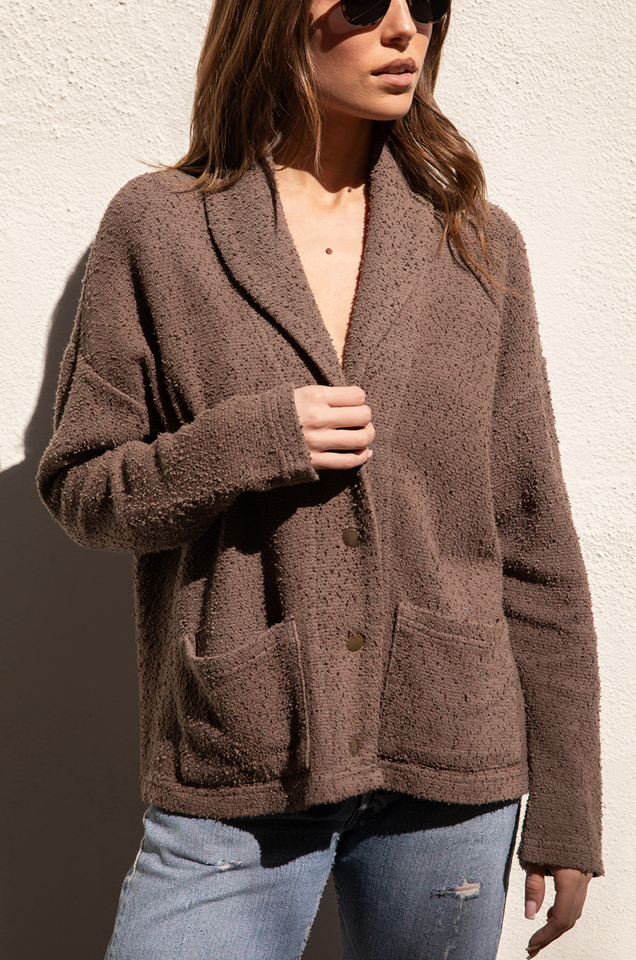 POCKET CARDI IN BARK BOUCLÉ