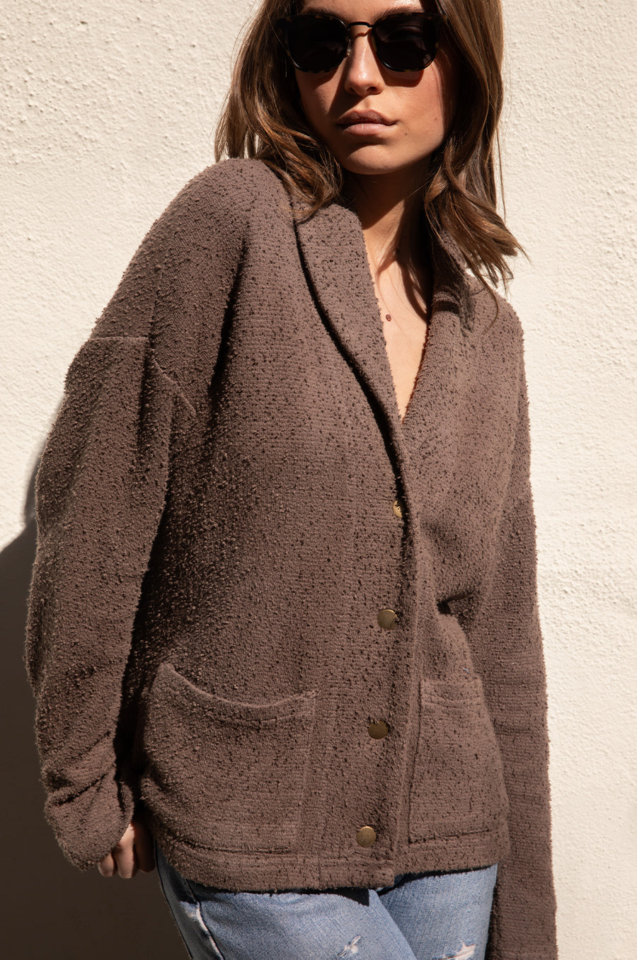 POCKET CARDI IN BARK BOUCLÉ