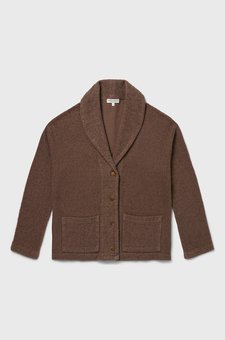 the lady and the sailor Pocket Cardi in Bark Bouclé.