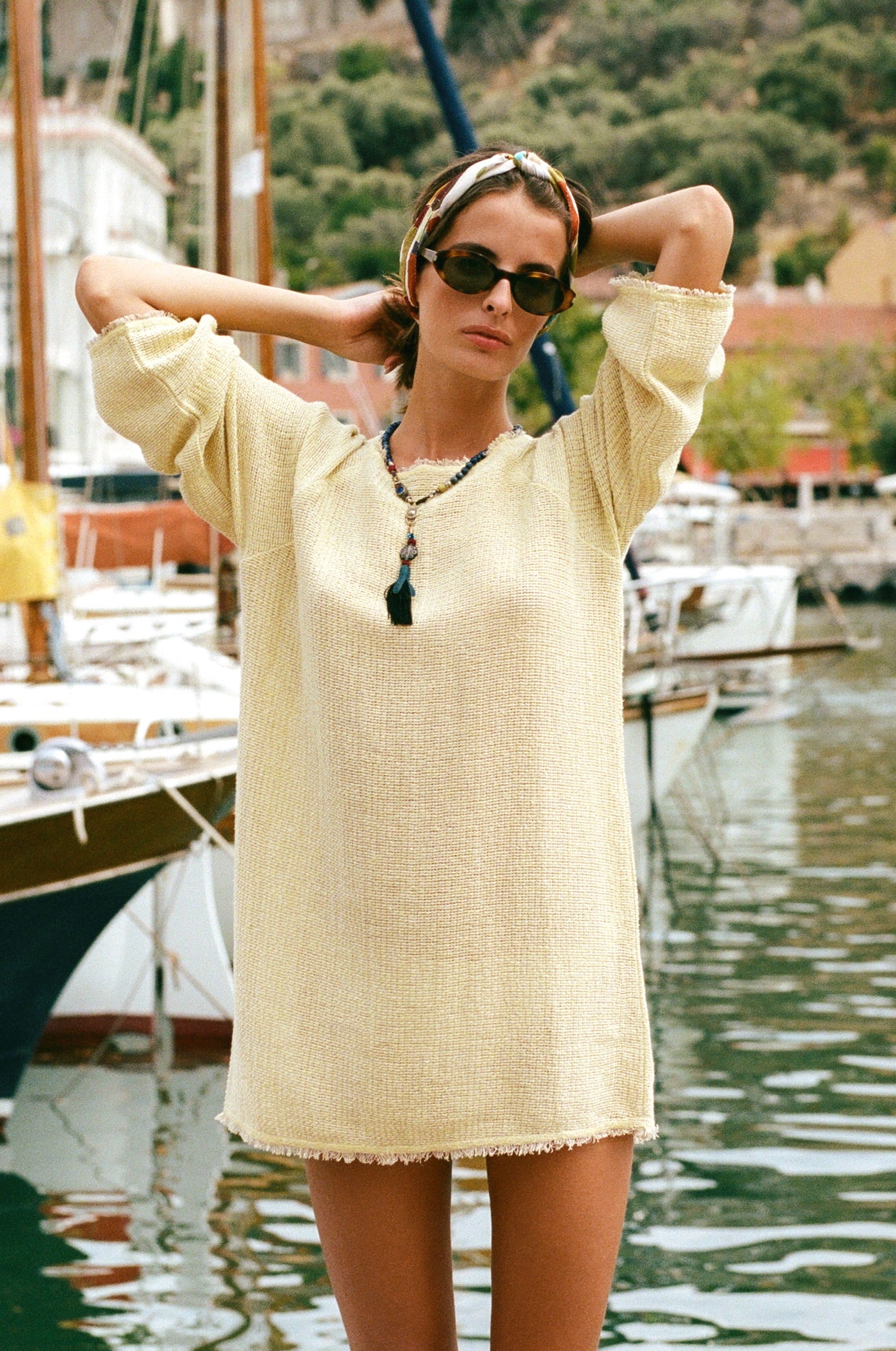 RIVIERA KNIT MINI DRESS IN SOLEIL - the lady & the sailor