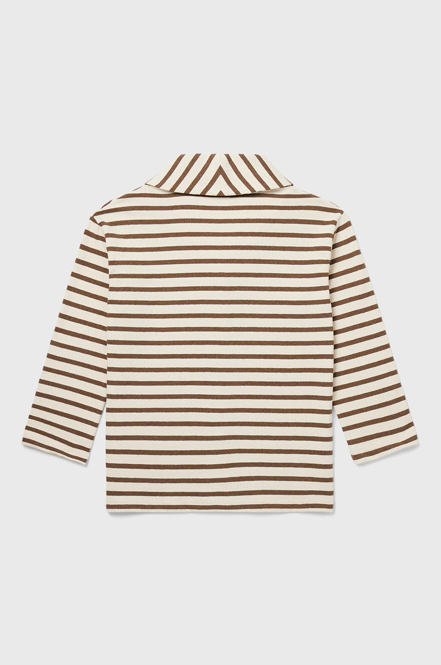 the lady and the sailor Snap Cardi in Mocha Stripe.