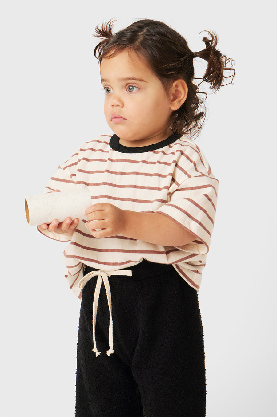 Kids Boxy Tee in Rose Stripe little lady & petit sailor