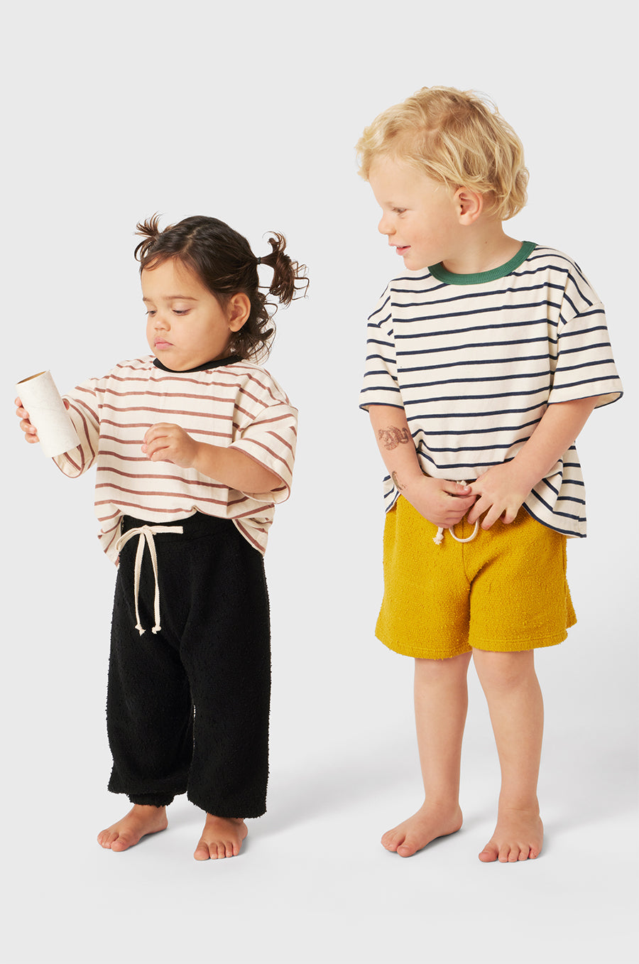 Kids Boxy Tee in Rose Stripe little lady & petit sailor