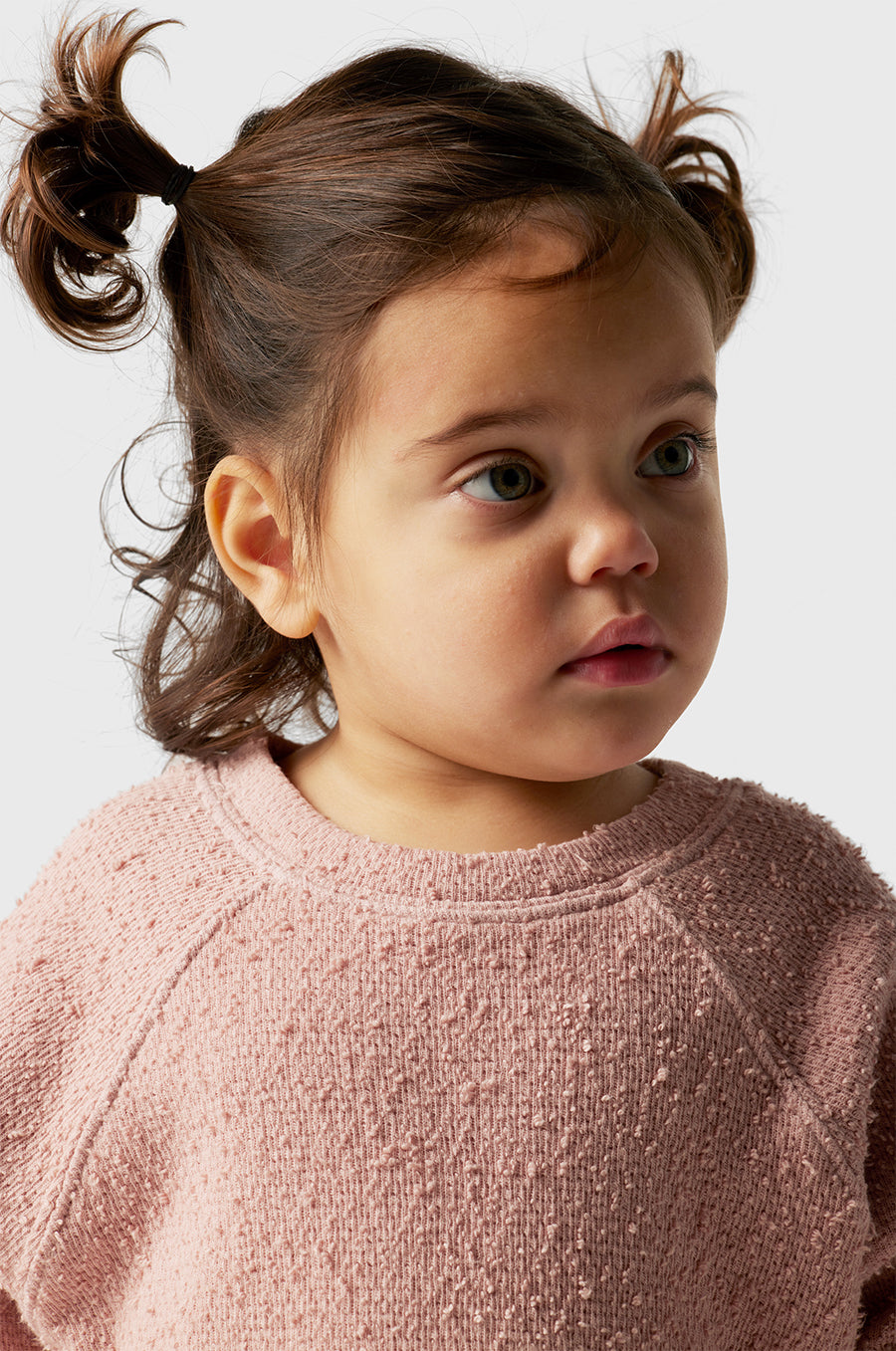 Kids Brentwood Sweatshirt in Petal Bouclé Kids Pink Sweatshirt little lady & petit sailor