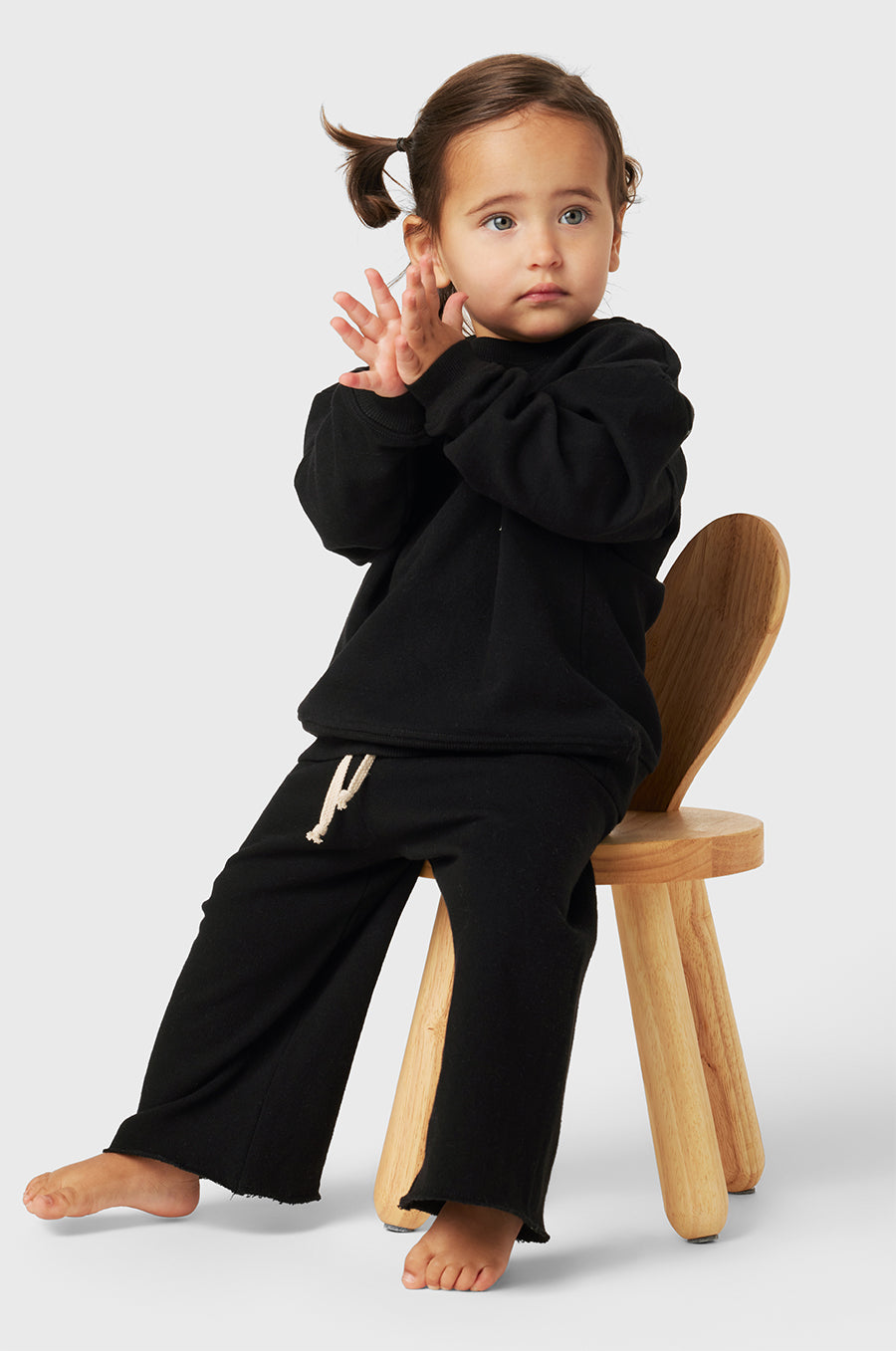 Kids French Flare Pant in Black Organic Cotton little lady & petit sailor