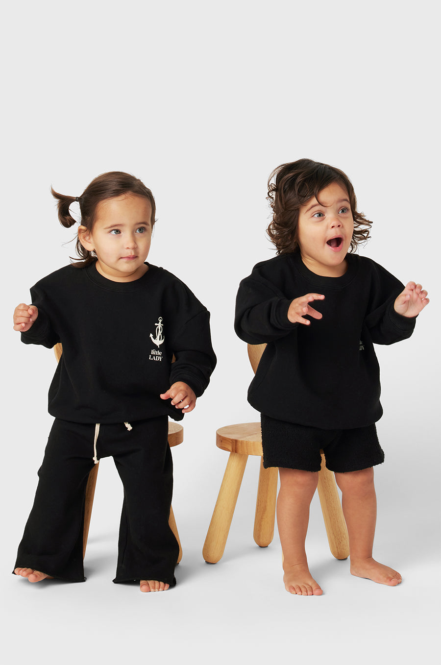 Kids French Flare Pant in Black Organic Cotton little lady & petit sailor