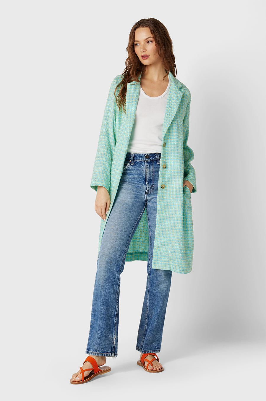 Aqua tweed jacket deals