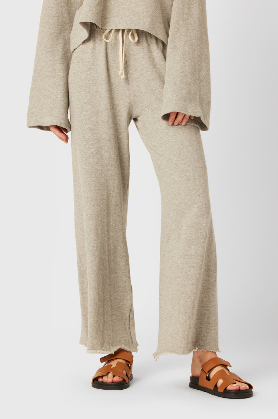 French Flare Pant in heather grey organic cotton - the lady & the sailor