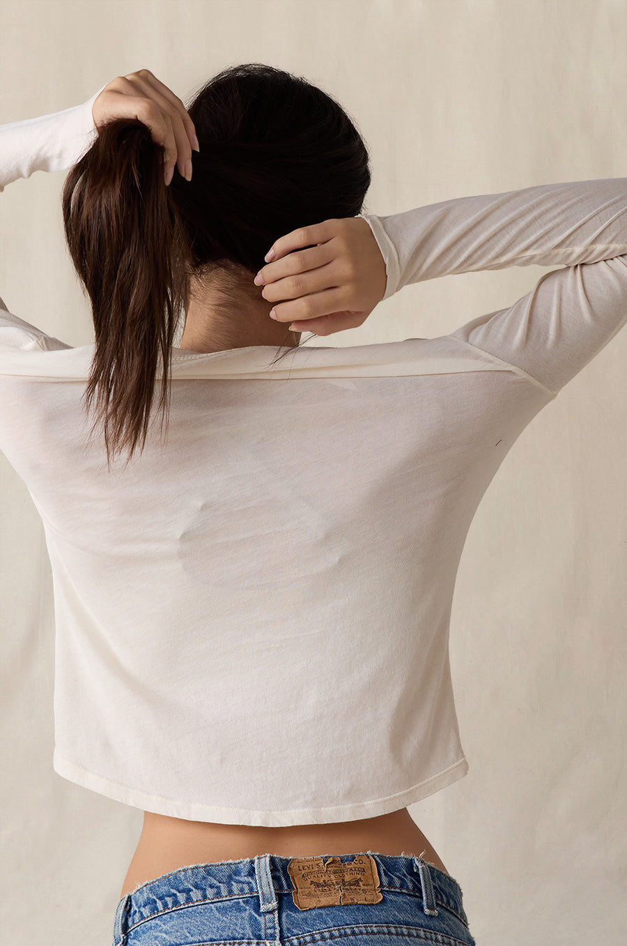 L/S Scoop Tee | Vanilla Sheer Cotton | the lady & the sailor