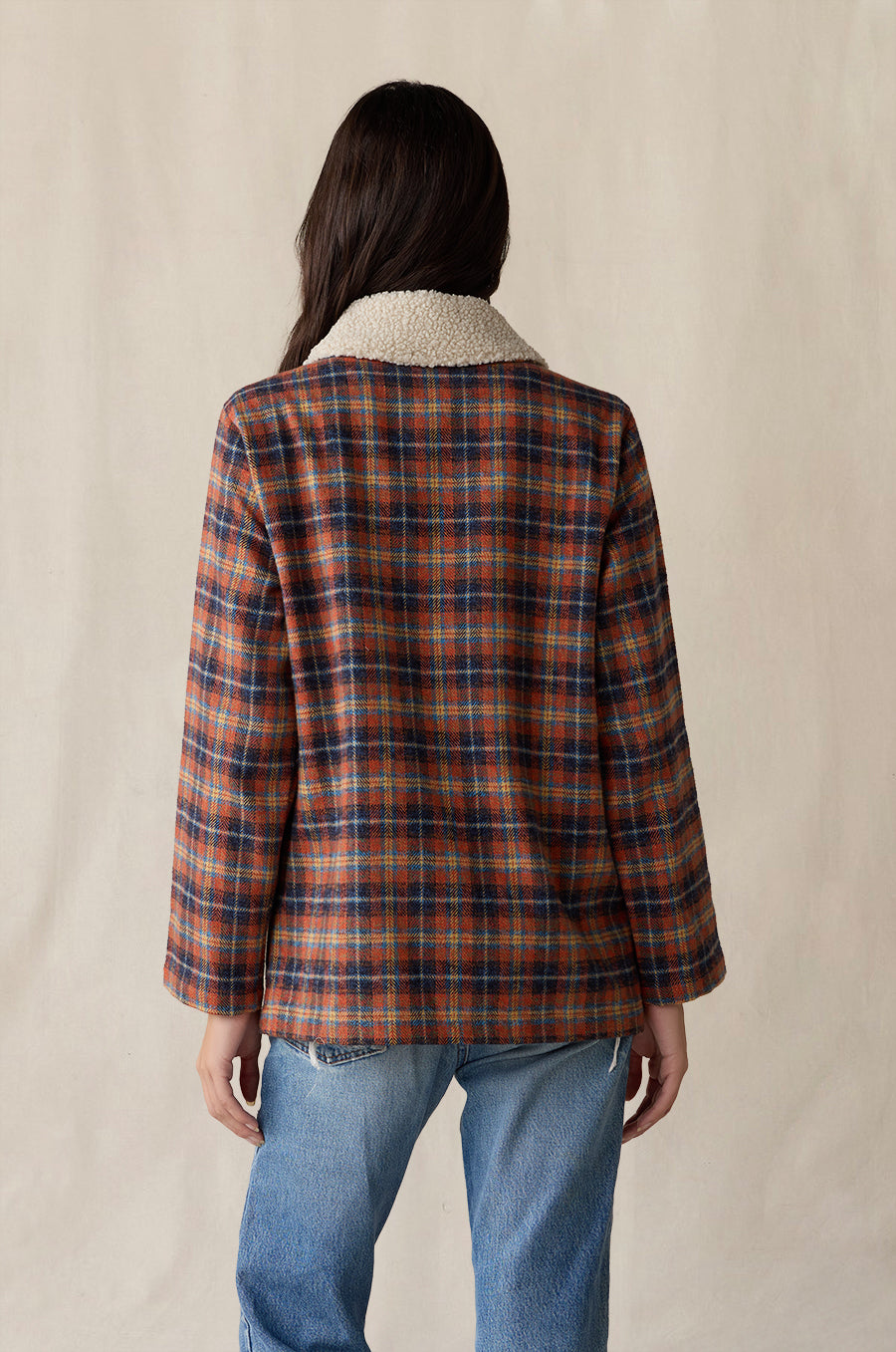 Plaid Pocket Jacket in persimmon - the lady & the sailor