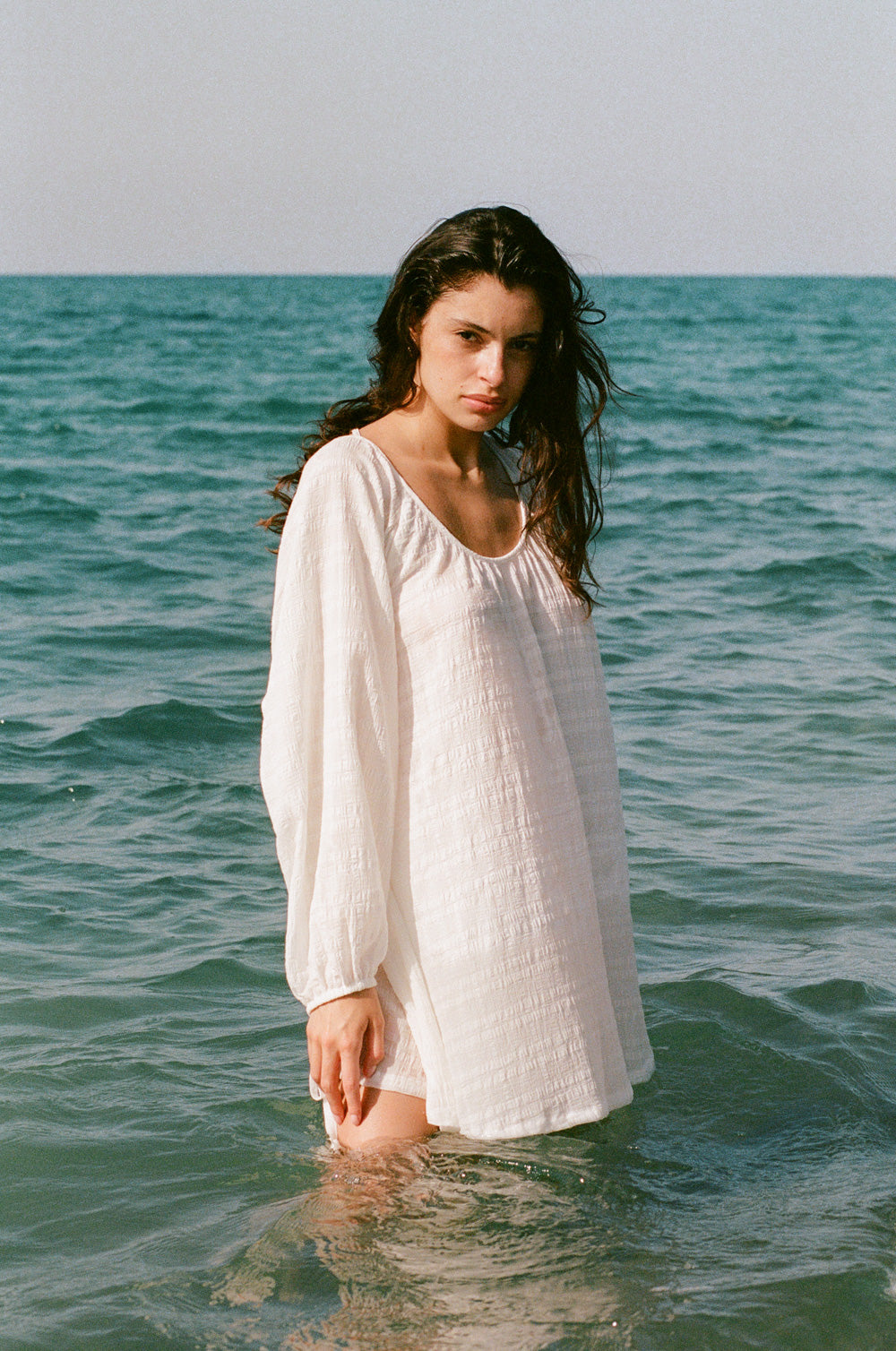 backless beach mini in white plaid gauze - the lady & the sailor