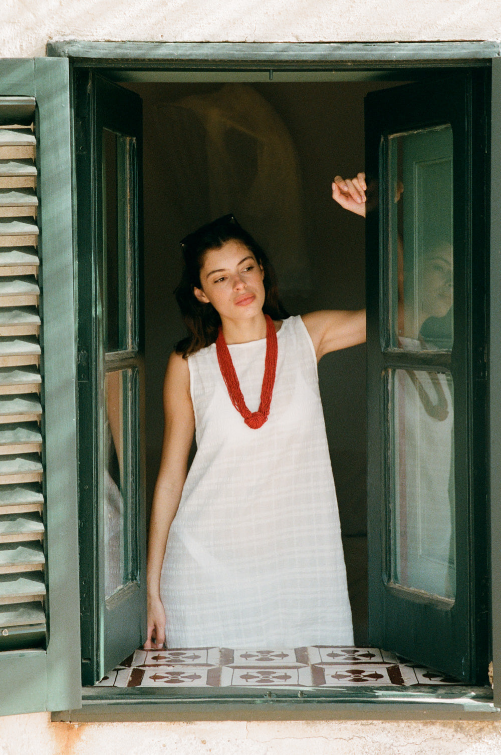 bateau maxi dress in white plaid gauze - the lady & the sailor