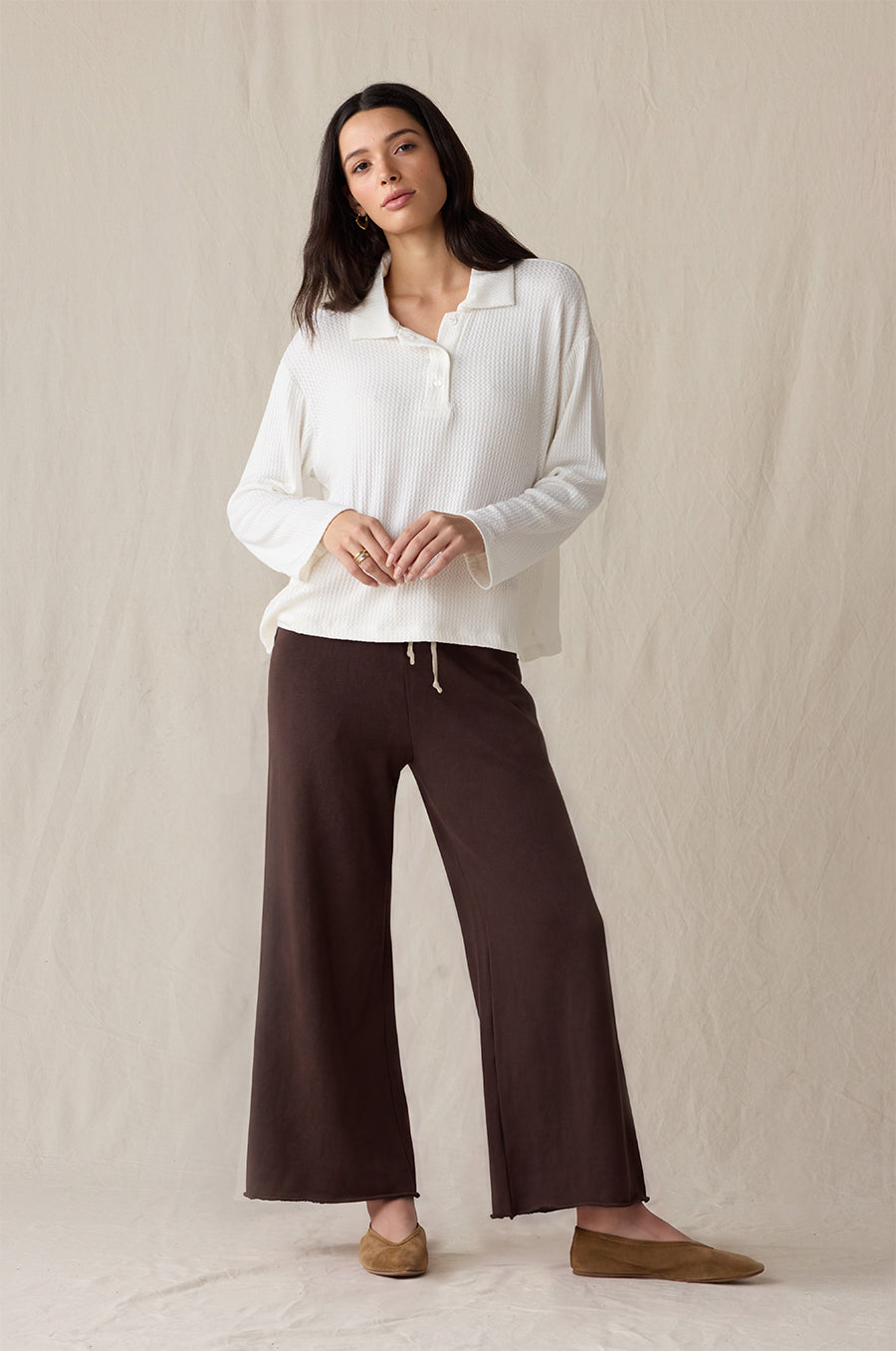 FRENCH FLARE PANT IN CHOCOLATE ORGANIC COTTON