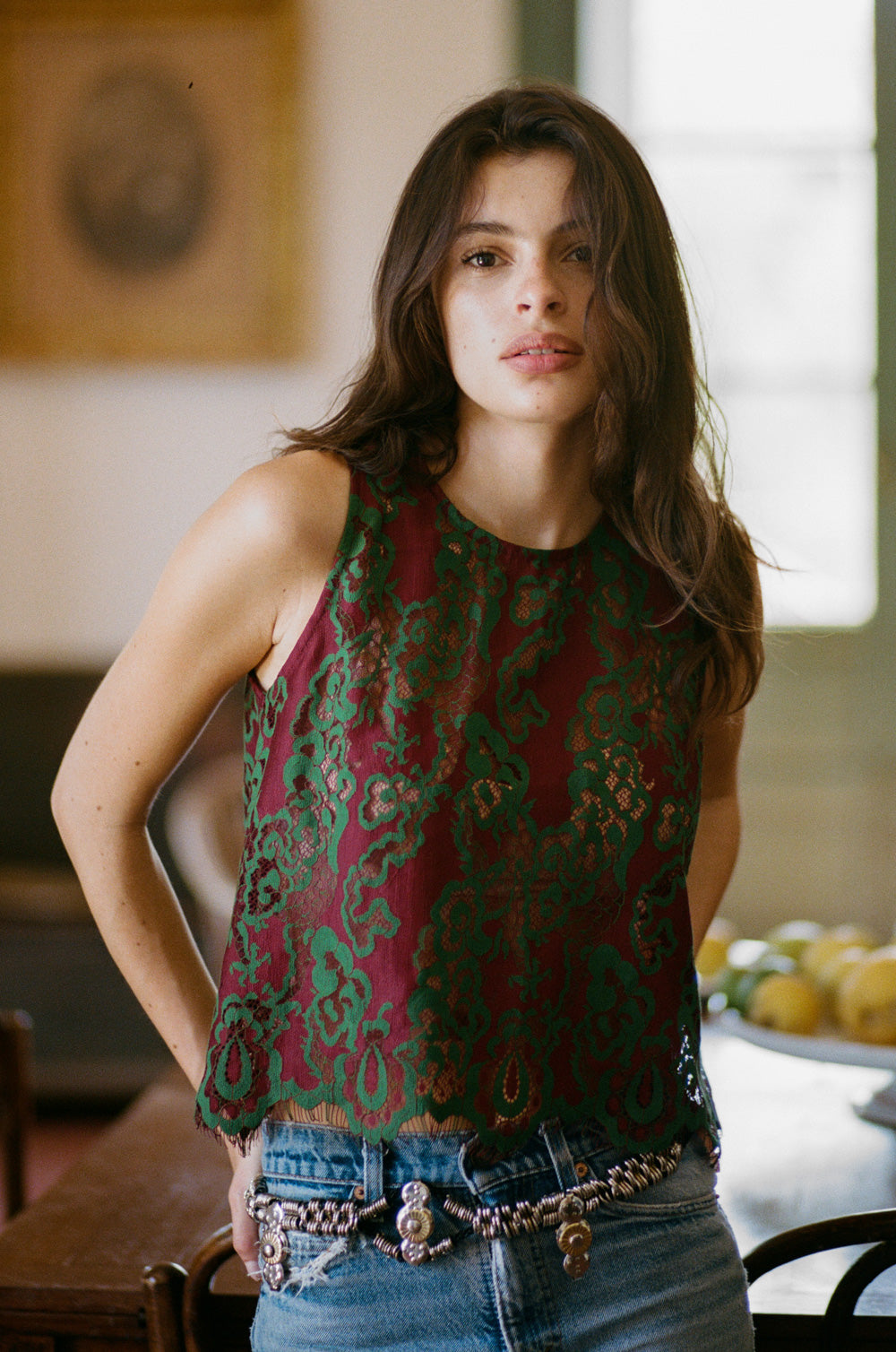scalloped lace tank in plum - the lady & the sailor