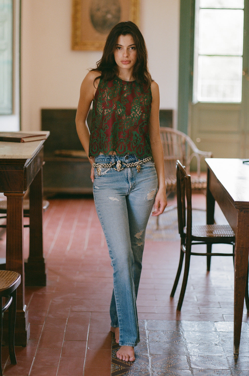 scalloped lace tank in plum - the lady & the sailor