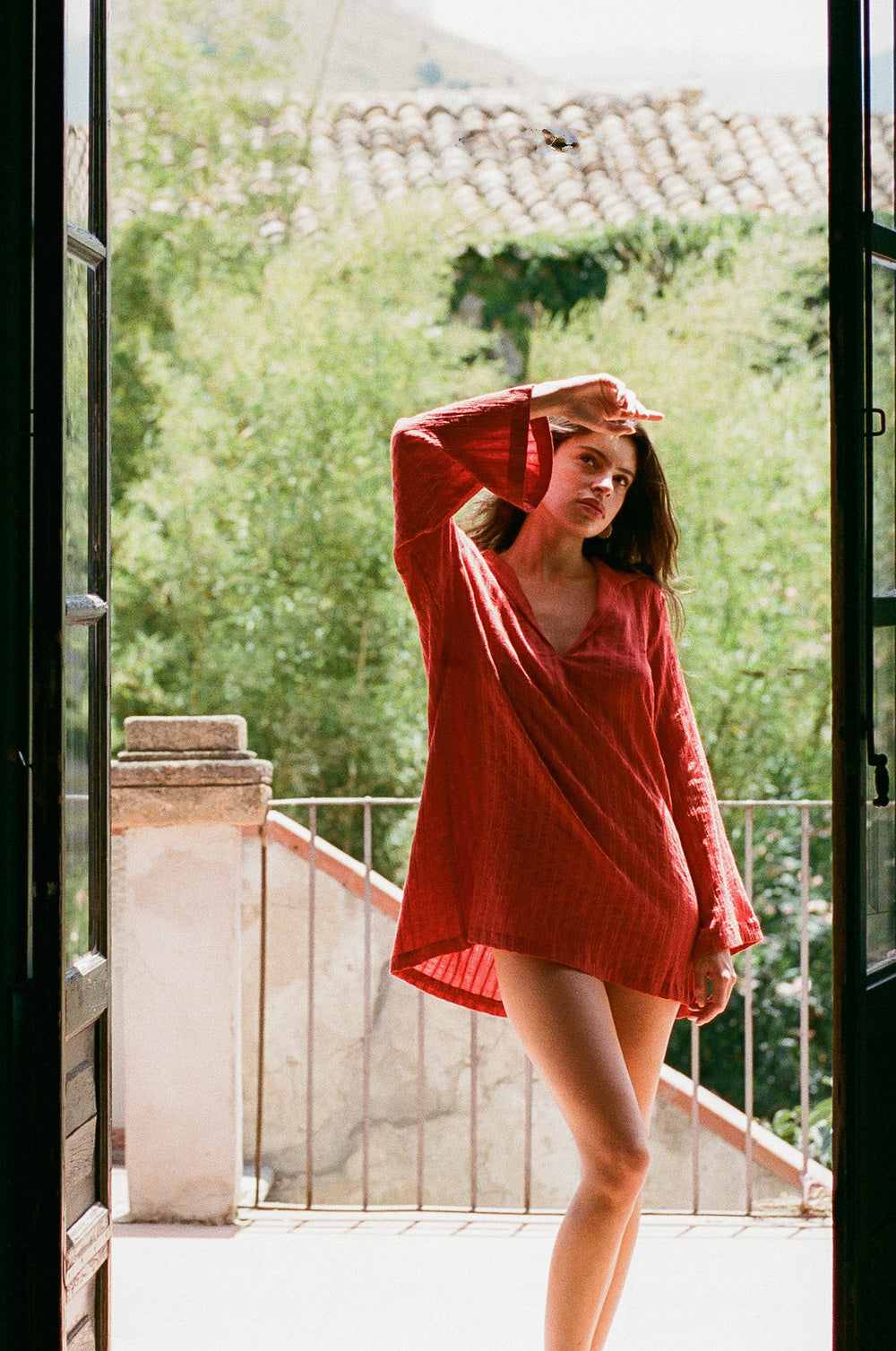 collared shift mini dress in sienna/gold stripe - the lady & the sailor