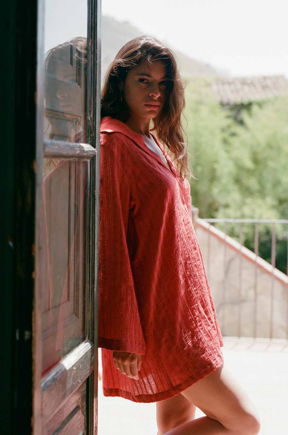 collared shift mini dress in sienna/gold stripe - the lady & the sailor