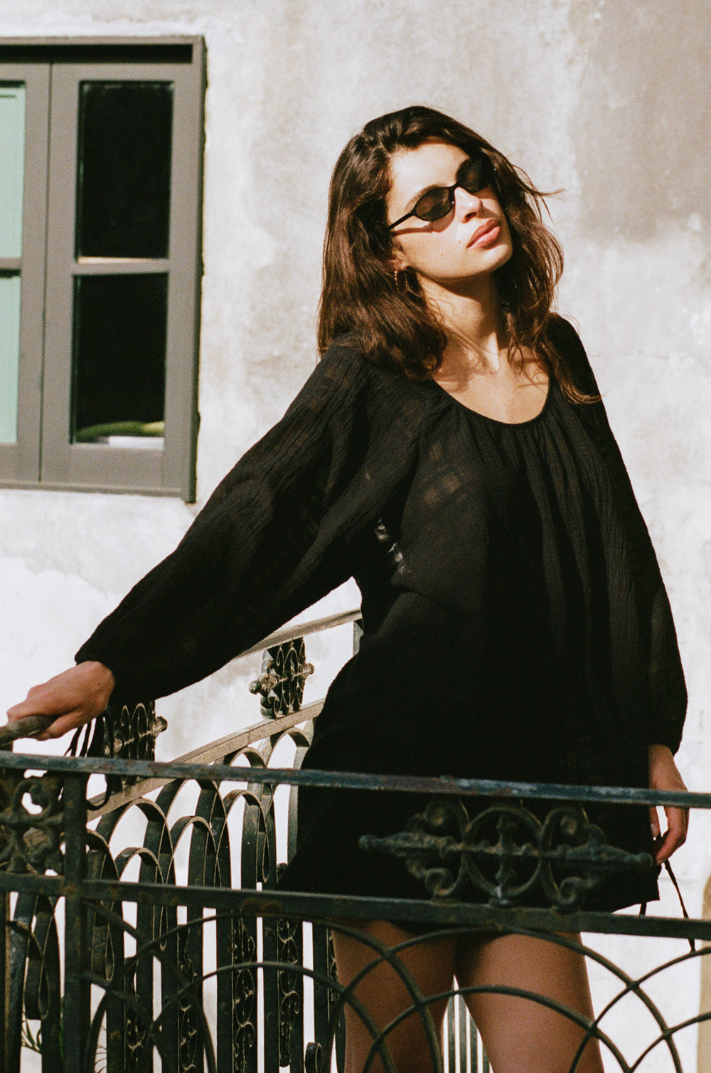 backless beach mini in black plaid gauze - the lady & the sailor