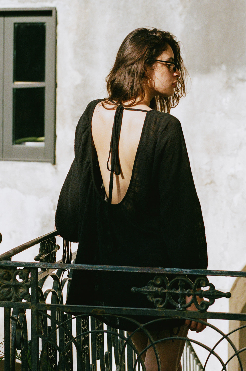 backless beach mini in black plaid gauze - the lady & the sailor